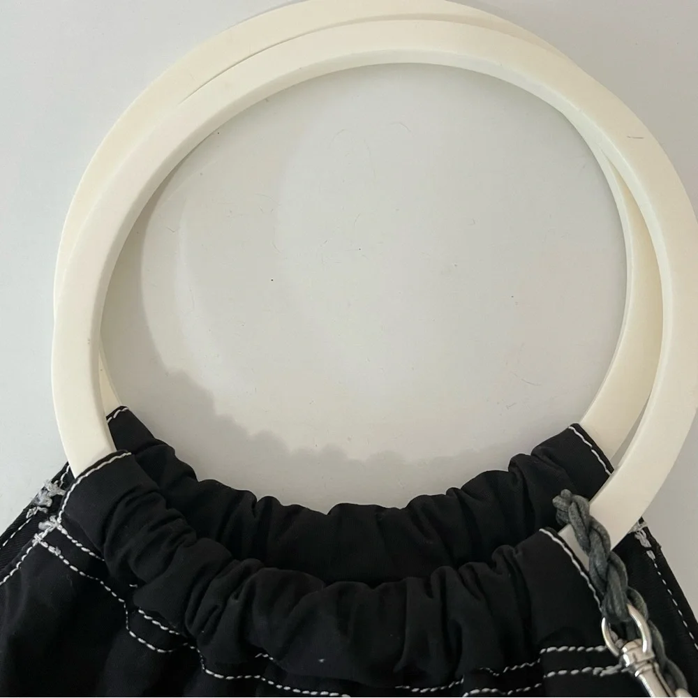 Tara Jarmon x Target Hobo Boho Bag Big Lucite Handles Canvas Tote hearts